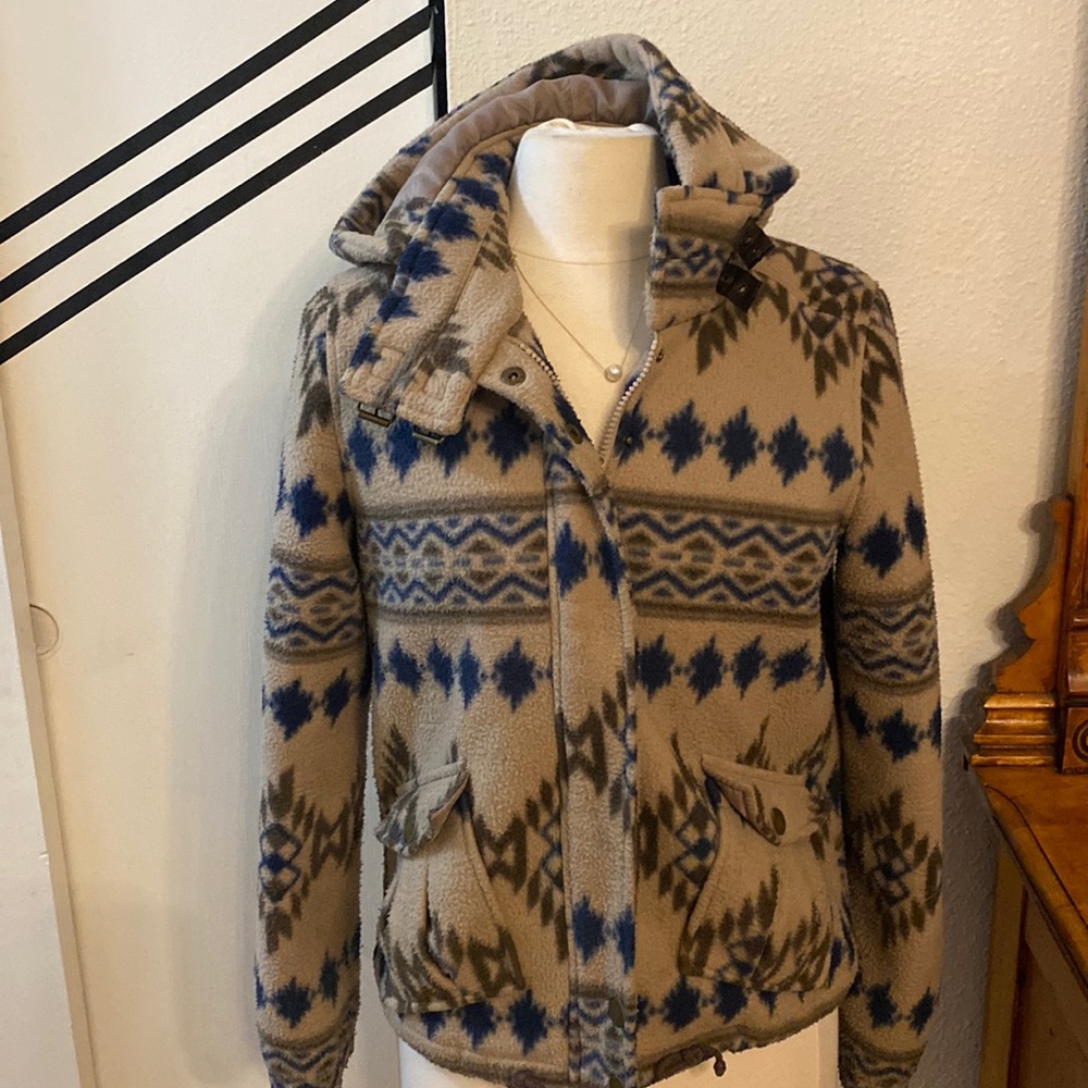 Fleece hooded jacket with lining